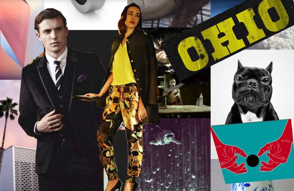 Et moodboard, som beskriver en design vision og værdier, som webdesignet, skal formidle. De kan fx være elegant, storladen, stædig, fastholdende.